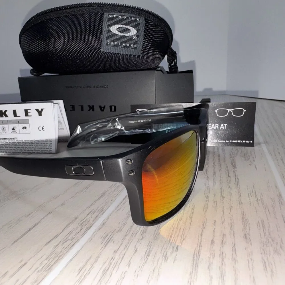 Oakley Holbrook 009244 Polarized Sunglasses Men Black Frame Prizm Orange Lens